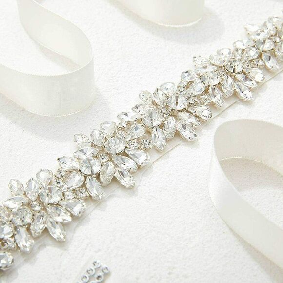 Rhinestone Bridal Belt Sash Wedding Dress Belt Crystal Applique for Bridesmaid